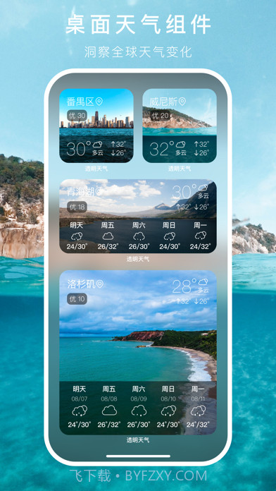 透明天气时钟小部件截图6