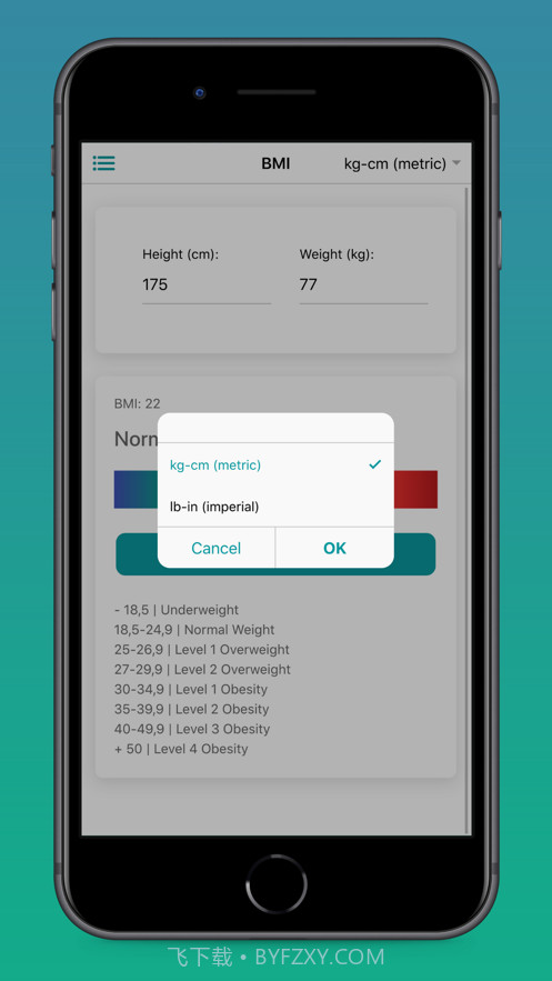 女性和男性BMI计算器截图3