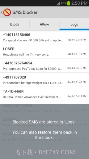 短信阻止 sms Blocker by Optinno截图1 短信阻止 sms Blocker by Optinno截图1